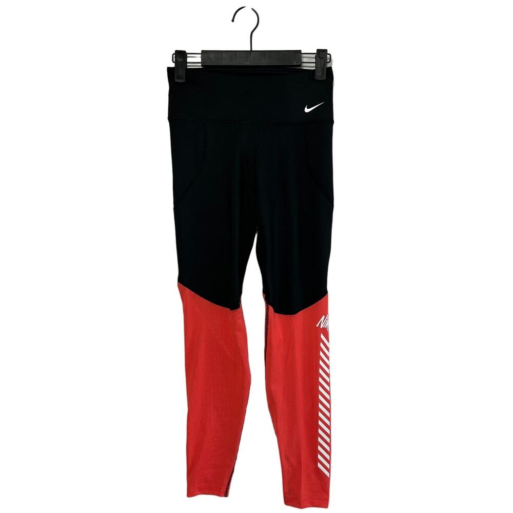 Nike Dri-Fit 7/8 Training Tights Women's Sz S Black Orange Stretch
